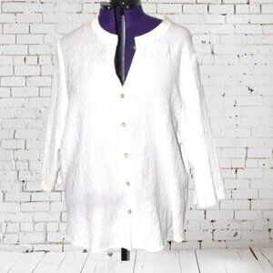 Analogy Woman Button Front Gauze Style Blouse Plus Size 2X